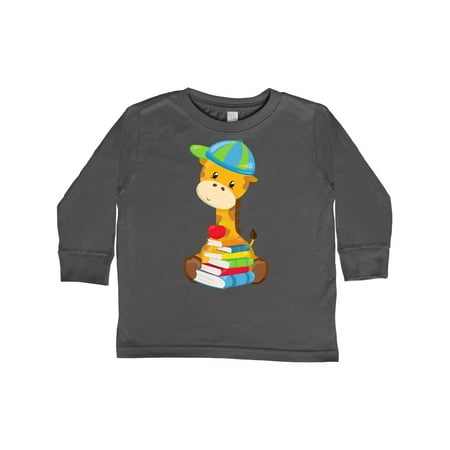 

Inktastic Giraffe Going To School Giraffe With Books Gift Toddler Boy or Toddler Girl Long Sleeve T-Shirt