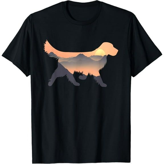 golden retriever design Silhouette golden retriever lovers T-Shirt men and women can wear, black, white, gifts