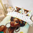 thumbnail image 2 of Castle Fairy Elegant Woman Wearing Headwrap Duvet Cover King,Watercolor Artwork King Bedding,White Cyan Pink,1 Duvet Cover and 2 Pillowcases, 2 of 6
