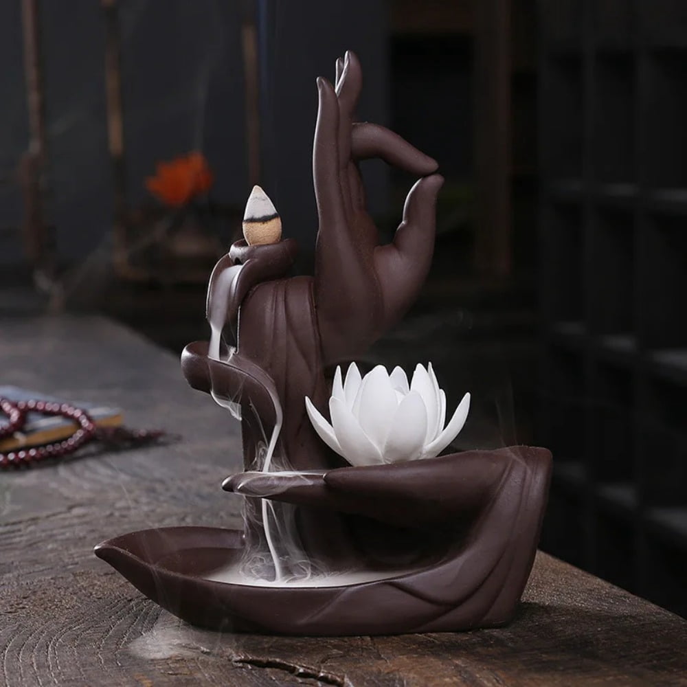 1pc Lotus Ceramic Waterfall Incense Holder, Aromatherapy Home & Office Decor (Without Incense)