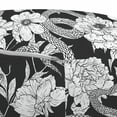 thumbnail image 3 of Botany Pouf Cover with Zipper, Uncolored Wild Flower Blooming Petals with Snakes Spring Image, Soft Decorative Fabric Unstuffed Case, 30" W X 17.3" L, Charcoal Grey and White, by Ambesonne, 3 of 5