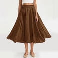 thumbnail image 2 of Dianli Gifts Flax A Line Skirt Ankle Skirt Women's Solid Color Elastic Waist Flax A Line Ankle Length Pull On Skirt Breathable Summer Casual Beachwear A Line Skirt, 2 of 9