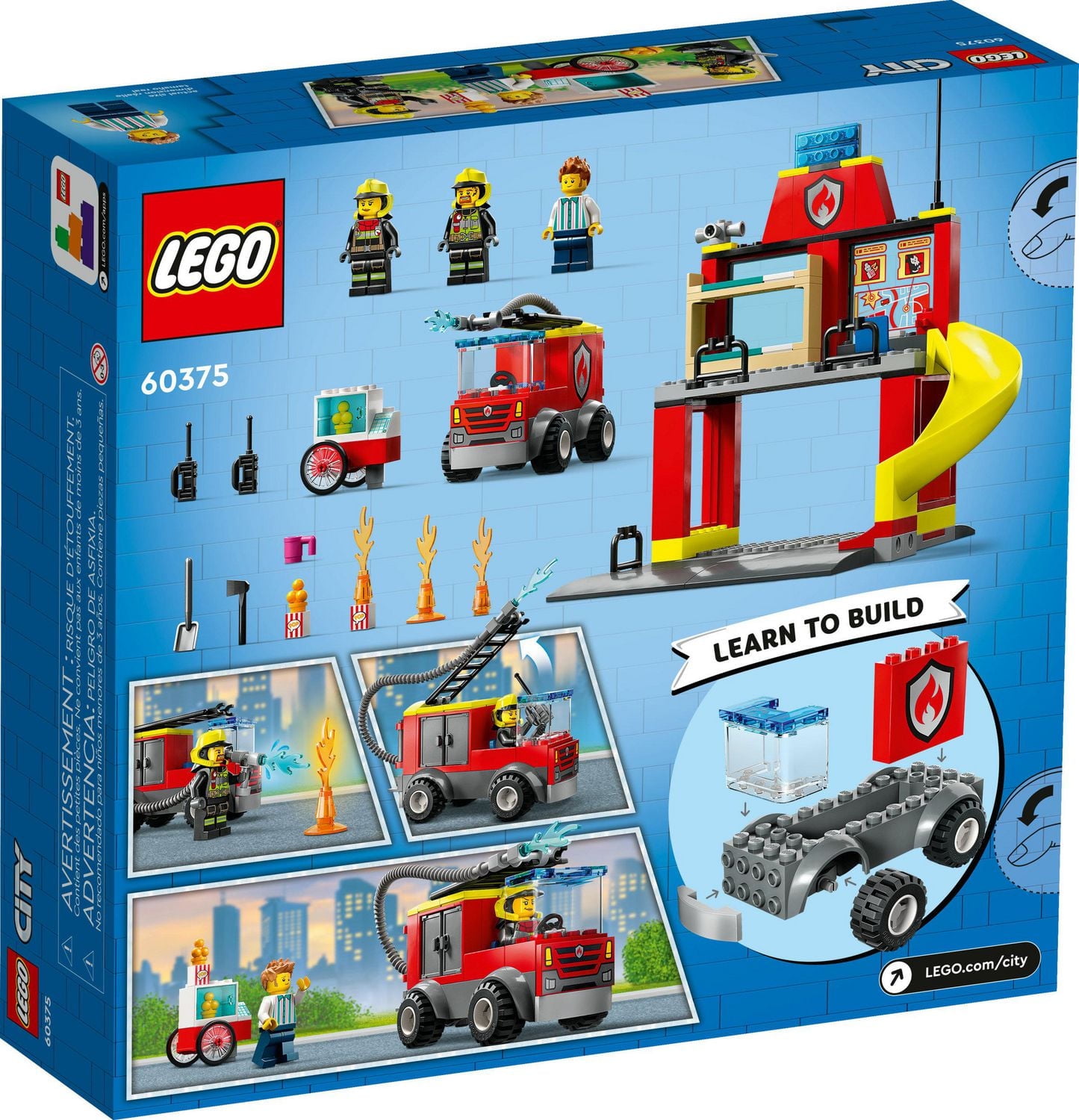 LEGO City Fire Station and Fire Engine  60375, Pretend Play Fire Station with Firefighter Minifigures, Educational Vehicle Toys for Kids Boys Girls Age 4+