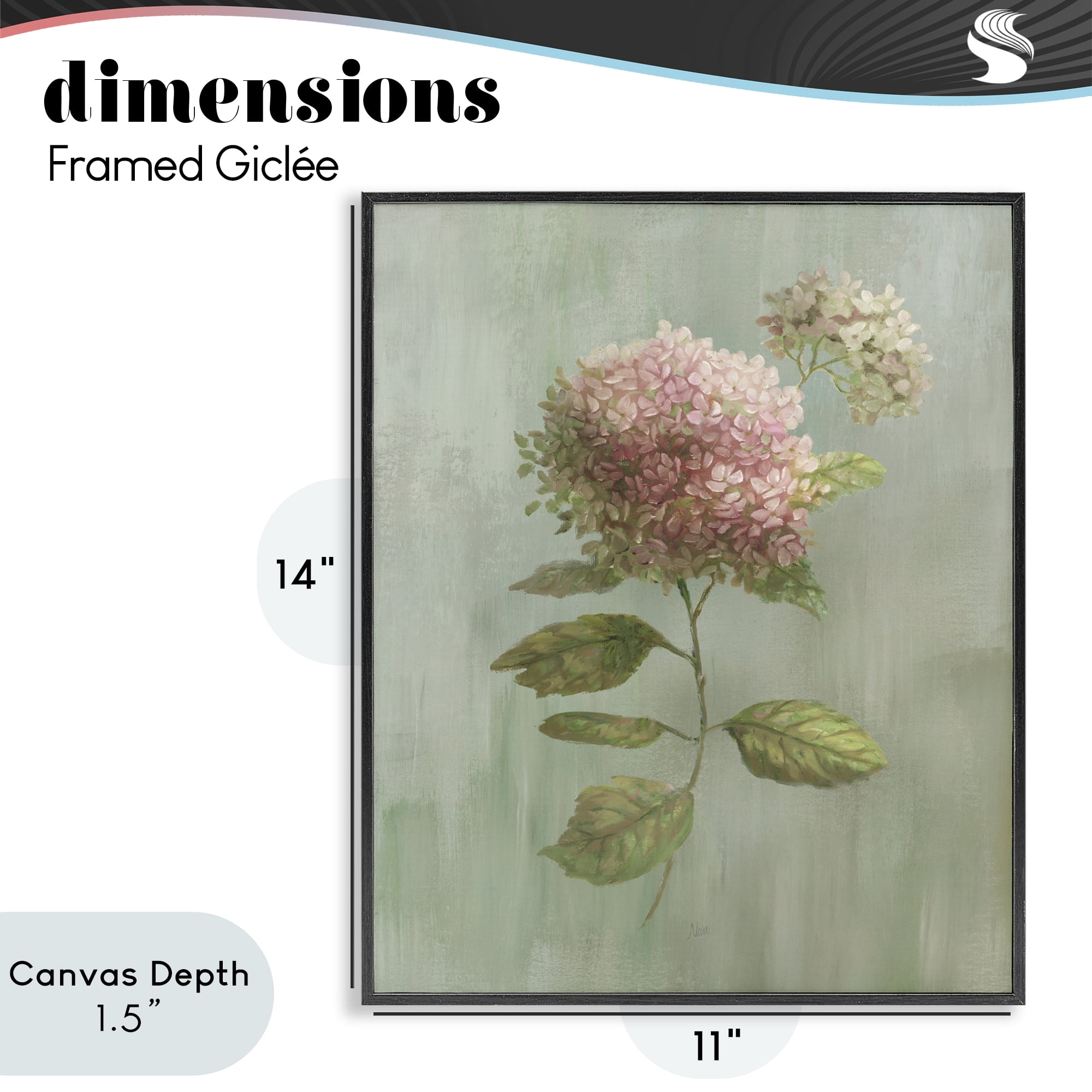Stupell Industries Vintage Hydrangea Bushel Black Framed Giclee Art, design by Nan