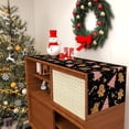 thumbnail image 4 of Gingerbread Christmas Decorations Black Table Runner Pink Tree Glitter Xmas Winter Candy Cane Holiday Kitchen Dining Merry Christmas Table Decor 13x72 in, 4 of 5