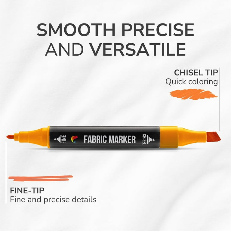 Zenacolor Dual Tip Fabric Markers, Permanent, Fine & Chisel Point