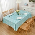 thumbnail image 3 of Vinyl Tablecloth with Flannel Backed Waterproof Oil-Proof PVC Table Cloth Stain-Resistant Wipeable Easy Care Table Cover for Indoor and Outdoor (Lake Blue Pattern 2, 60 x 60 Inch Square), 3 of 6