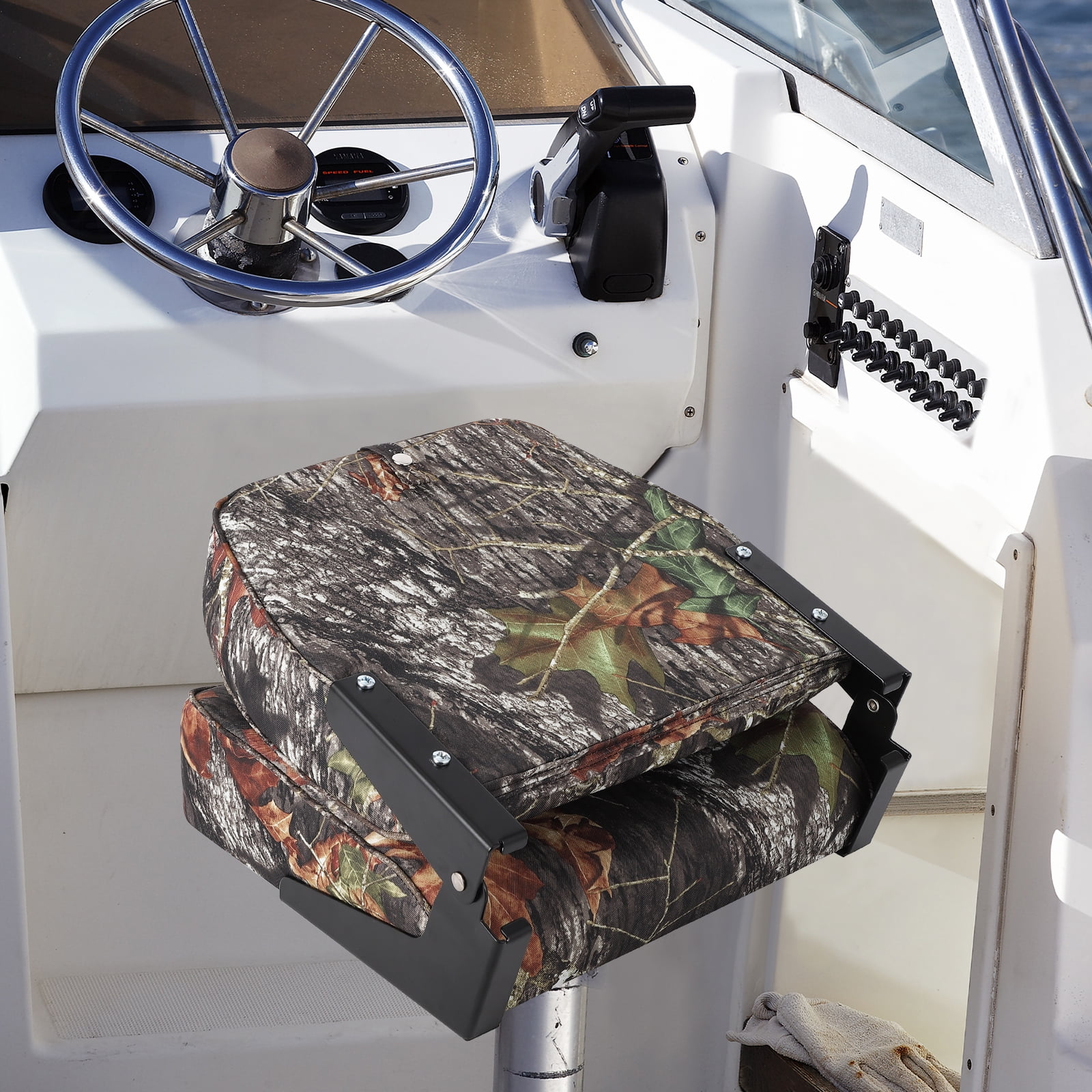 Kicctian 2 Pack High Back Folding Boat Seats with Thick Sponge Padding, Hinge & Fold-Down Design for Speedboat, Canoe or Sightseeing Boats,Multicolor