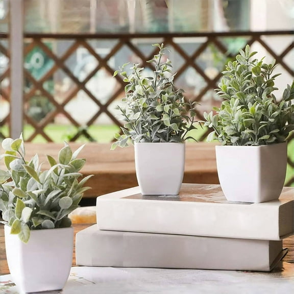 BITOUSHI 4 Pack Fake Plants Mini Artificial Greenery Potted Plants for Home Decor Office Decor Room Decor Farmhouse Decor Indoor Table Bathroom Decoration