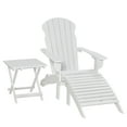 thumbnail image 2 of Outsunny 3-Piece Folding Adirondack Chair with Ottoman and Side Table, Outdoor Wooden Fire Pit Chairs w/ High-back, Wide Armrests for Patio, Backyard, Garden, Lawn Furniture, White, 2 of 9
