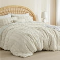thumbnail image 2 of Tufted Boho Comforter Set Queen Size - Beige Boho Bedding Comforter Set, 3 Pieces Farmhouse Shabby Chic Embroidery Bed Set, Gifts for Woman, Soft Jacquard Comforter for All Seasons, 2 of 6