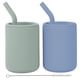 thumbnail image 1 of WeeSprout Vasos de silicona para bebés con pajitas y tapas, opciones de 4 y 8 oz, juego de 2, recipiente de entrenamiento para niños pequeños de grado alimenticio, tapones de pajita integrados, marcas, 1 of 5