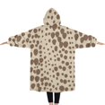 thumbnail image 2 of Oversized Wearable Blanket Hoodie,Beige and Brown Of Leopard Print Sherpa Blanket Hoodie with Super Pockets,Super Warm Fuzzy Pullover for Women & Men, 2 of 6