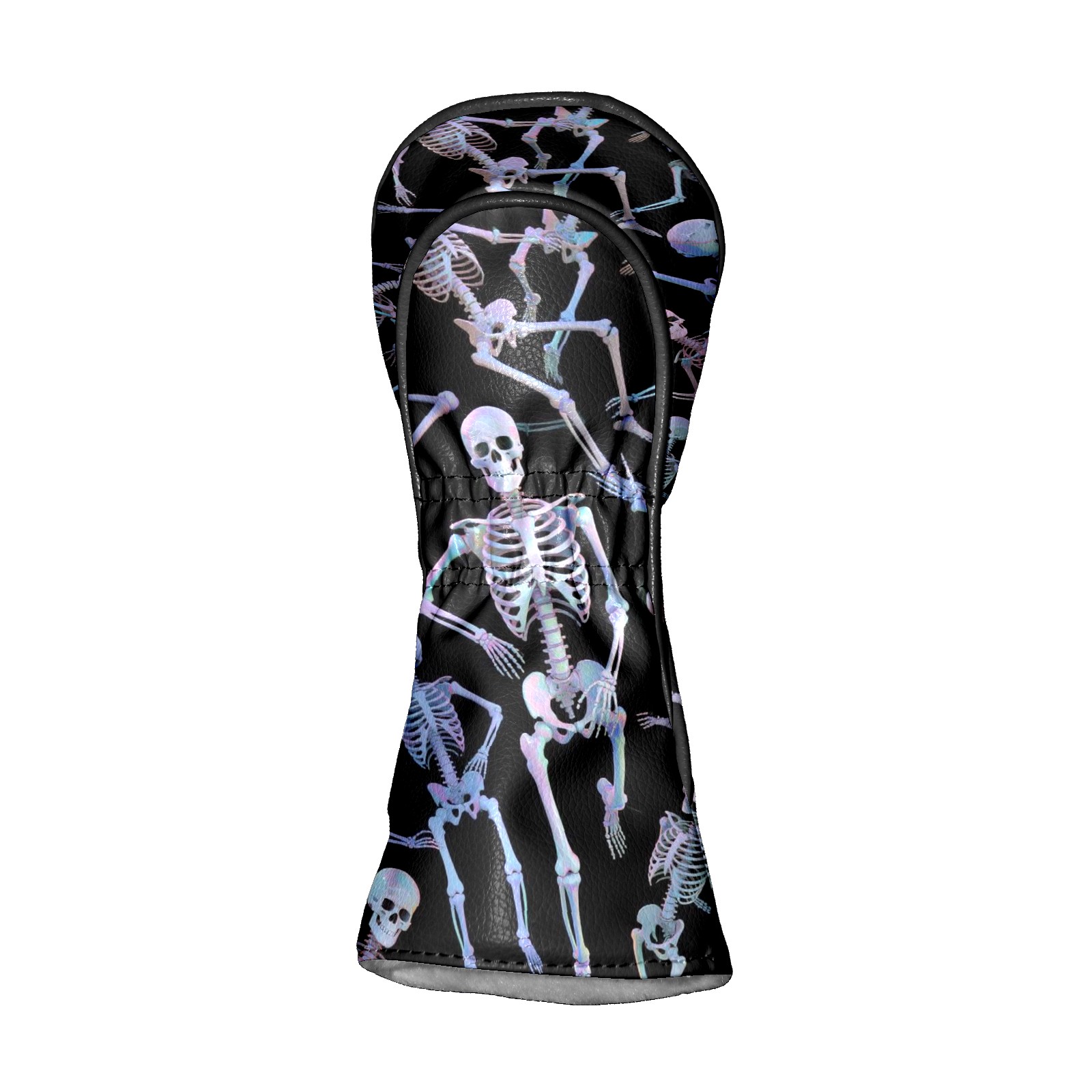 Golf Club Covers, Black Skeleton Premium PU Leather Driver Hybrid Putter Head Covers with Velvet Lining, Waterproof Golf Gifts for Men Women