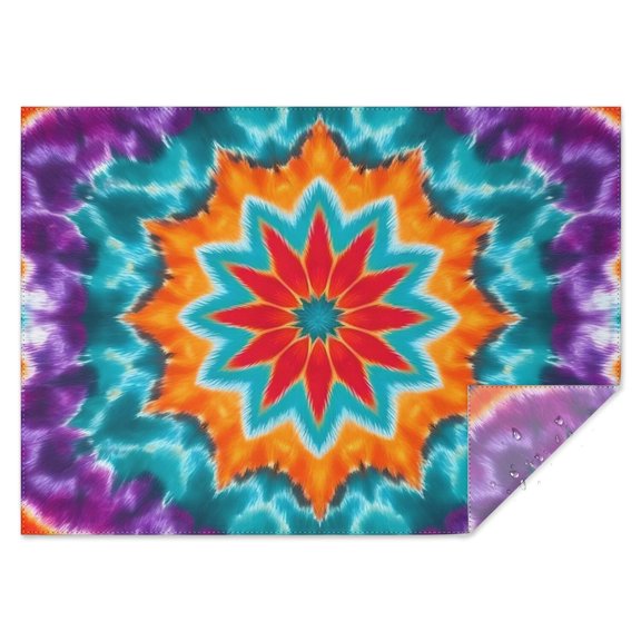 Colorful Tie Dye Starflower Pattern Rectangle Tablecloth 60"x84",Waterproof Polyester Rectangle Table Cloth, Wipeable Spillproof Polyester Tablecloth for Dining, Camping, Indoor and Outdoor