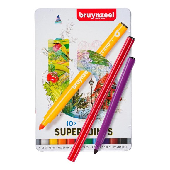 Rotuladores de Colores 10 Pz con Estuche de Metal Bruynzeel Multicolor