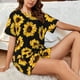 thumbnail image 4 of Fotbe Sunflower 6 Conjunto de Pijama Estampado para Mujer, 2 Piezas, Ropa de Dormir con Camiseta de Manga Corta y Shorts Suaves-Medium, 4 of 6