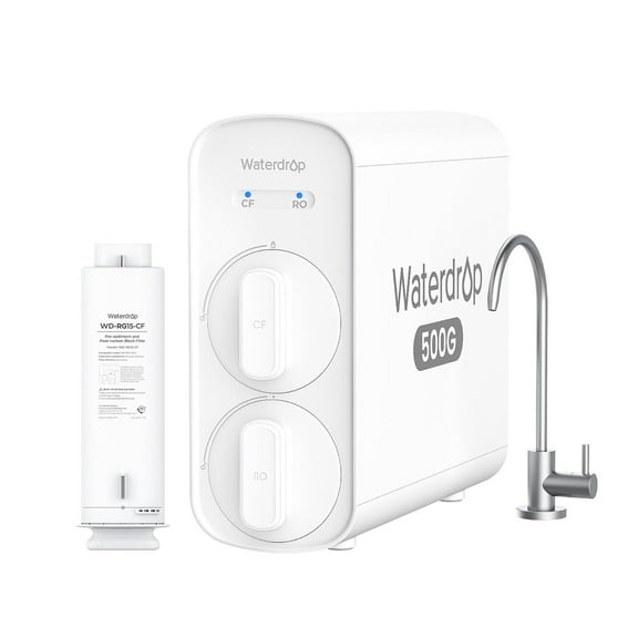 Waterdrop G5P500 Reverse Osmosis System, 500 GPD Tankless RO Water Filter, 7 Stage Filtration, NSF/ANSI 372 Certified, 2:1 Pure to Drain Ratio, Reduces TDS PFAS BPA With Free 1 filter