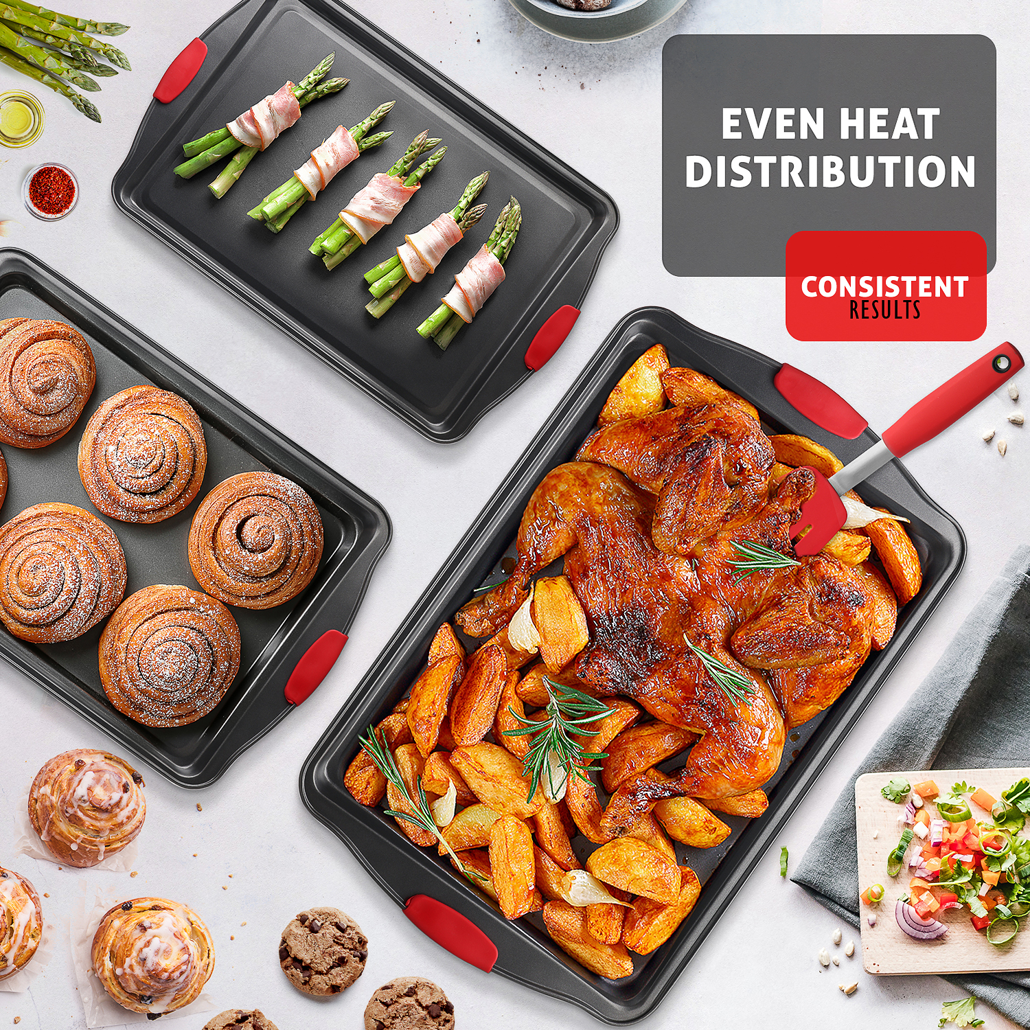 Joytable 3-Piece Nonstick Baking Sheet Set, Black photo 7