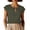 Army Green, variant on Women's Cotton Linen Short Sleeve Blouse Keyhole Neck Shirts Frog Button Loose Fit Summer Basic Crew Neck Top Casual by Awwp Khaki L