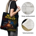 thumbnail image 3 of The Wild Robot Bolso de tela con estampado de lienzo para mujer, bolsa de compras reutilizable y estética, con cremallera interior, regalo para mujer,38*45cm., 3 of 6