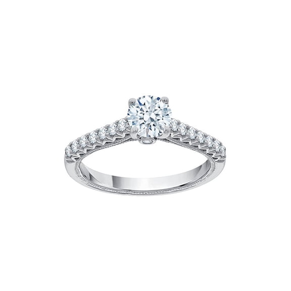 Diamond Engagement Ring in 10K White Gold (1 cttw) (I-Color, SI3-I1 Clarity) (Size-6)
