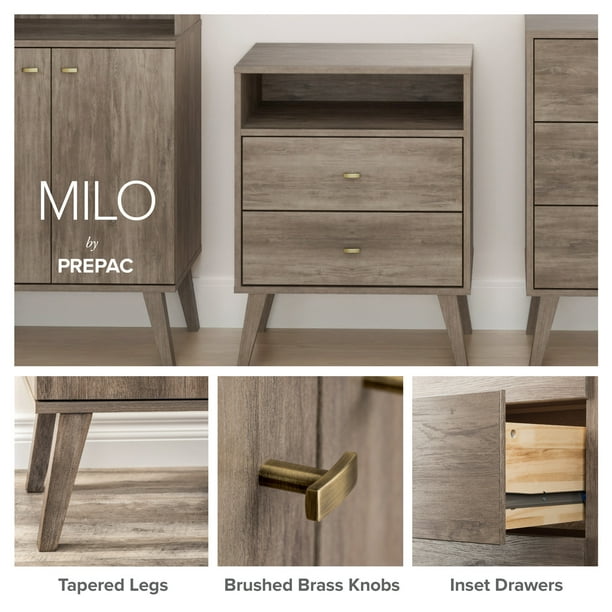 prepac milo mid century modern 7-drawer dresser Prepac Milo Mid-Century Modern 7 Drawer Double Dresser for Bedroom, Chest of Drawers, Contemporary Bedroom Furniture - Overstock