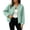 Mint Green, variant on Women's Wool Blend Zip-Up Casual Jacket Ghalytn Round Neck Cropped Long Sleeve Loose Outerwear with Pockets