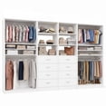 thumbnail image 3 of Homieasy 114.6'' Wide Closet Organizer with 8 Drawers and 4 Hanging Rods, 4-Piece Closet System for Storage, White, 3 of 7