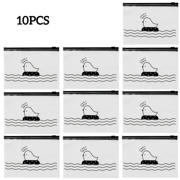 Pack of 10 Zipper Storage Bags Plastic Plastic Foldable Portable Portable Dust-proof Pocket Pens Stationery Packaging Organizer for School Outdoor 21x14cm