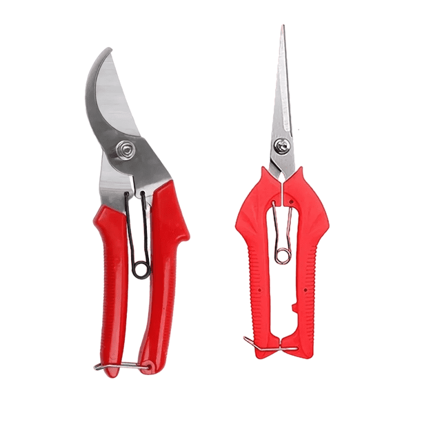 Kit De Tijeras Podadoras Manual De Cortador De Jardín 2 Piezas Plata con Rojo