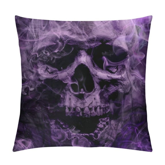 Creowell Purple Skull Print Throw Pillow Covers Cushion Case Pillow Covers for Sofa Bedroom Home Car Decorative Pillowcases White