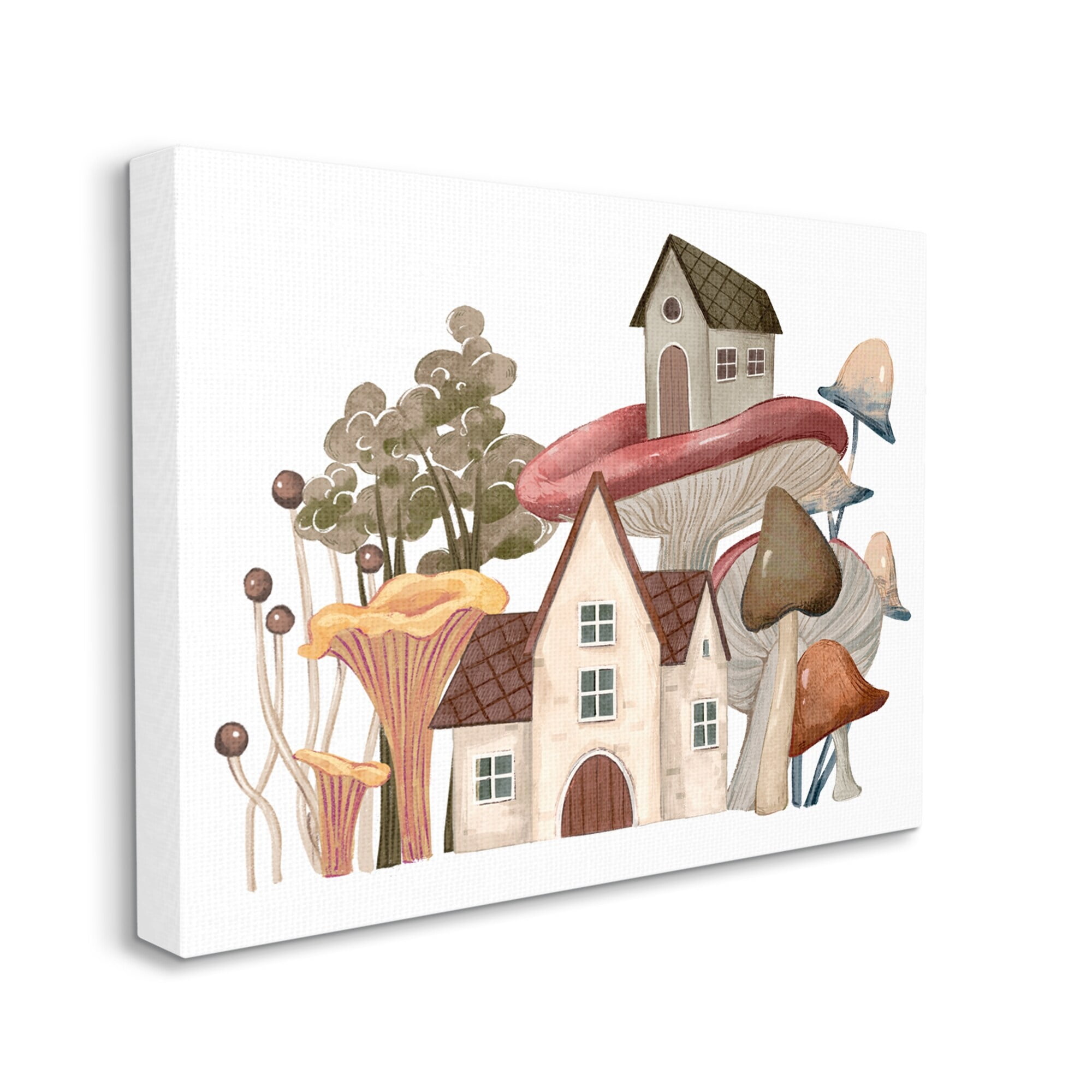 Stupell Industries Cozy Cottages Whimsical Mushroom Town Botanical Forest Painting Gallery Wrapped Canvas Print Wall Art, Design by Ziwei Li