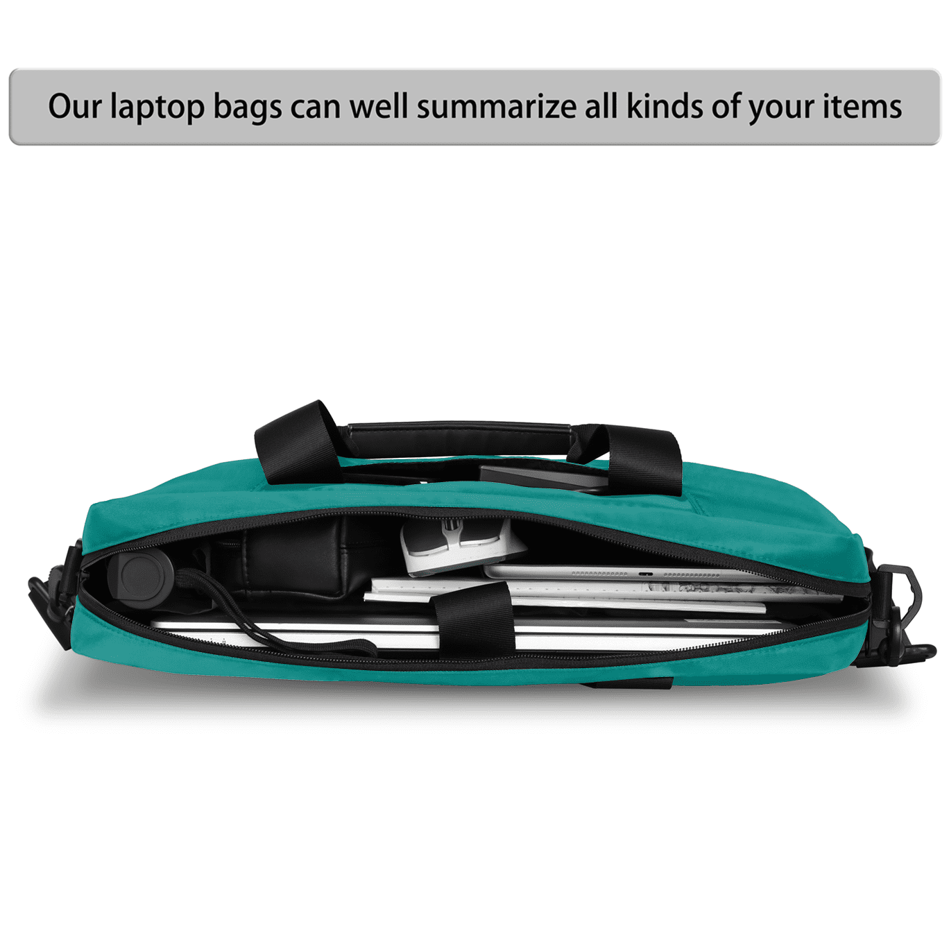 Herdesigns Teal Laptop Bag for Women Men, Computer Case Briefcase Messenger Bags, 15-15.6 inch Laptop Sleeve Shoulder Bag