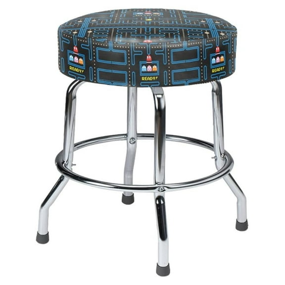 Pac Man Arcade Bar Stool - 19" Swivel Game Room Stool - Licensed Artwork - Perfect for Cocktail Tables - Retro Gaming Seating
