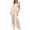 Beige, variant on Satin Wide Leg Jumpsuits for Women - Elegant Mock Neck Sleeveless Cocktail Party Romper
