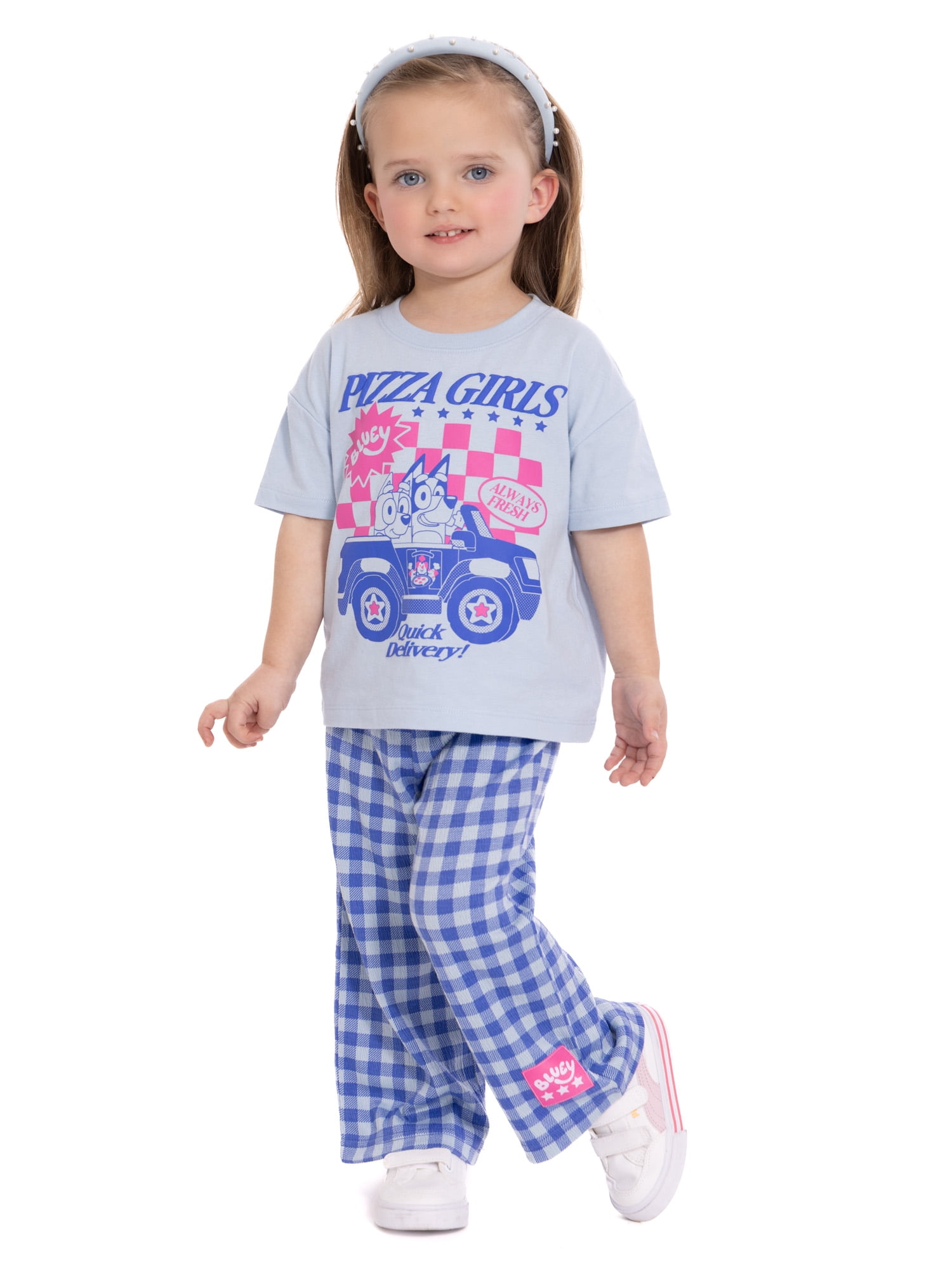 Bluey Toddler Girls Graphic Tee and Print Pants Set, 2-Piece, Sizes 12M-5T