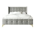 thumbnail image 3 of Castle Place Luxury Glam Twin Size Velvet Upholstered Bed, Silver Grey, 3 of 7