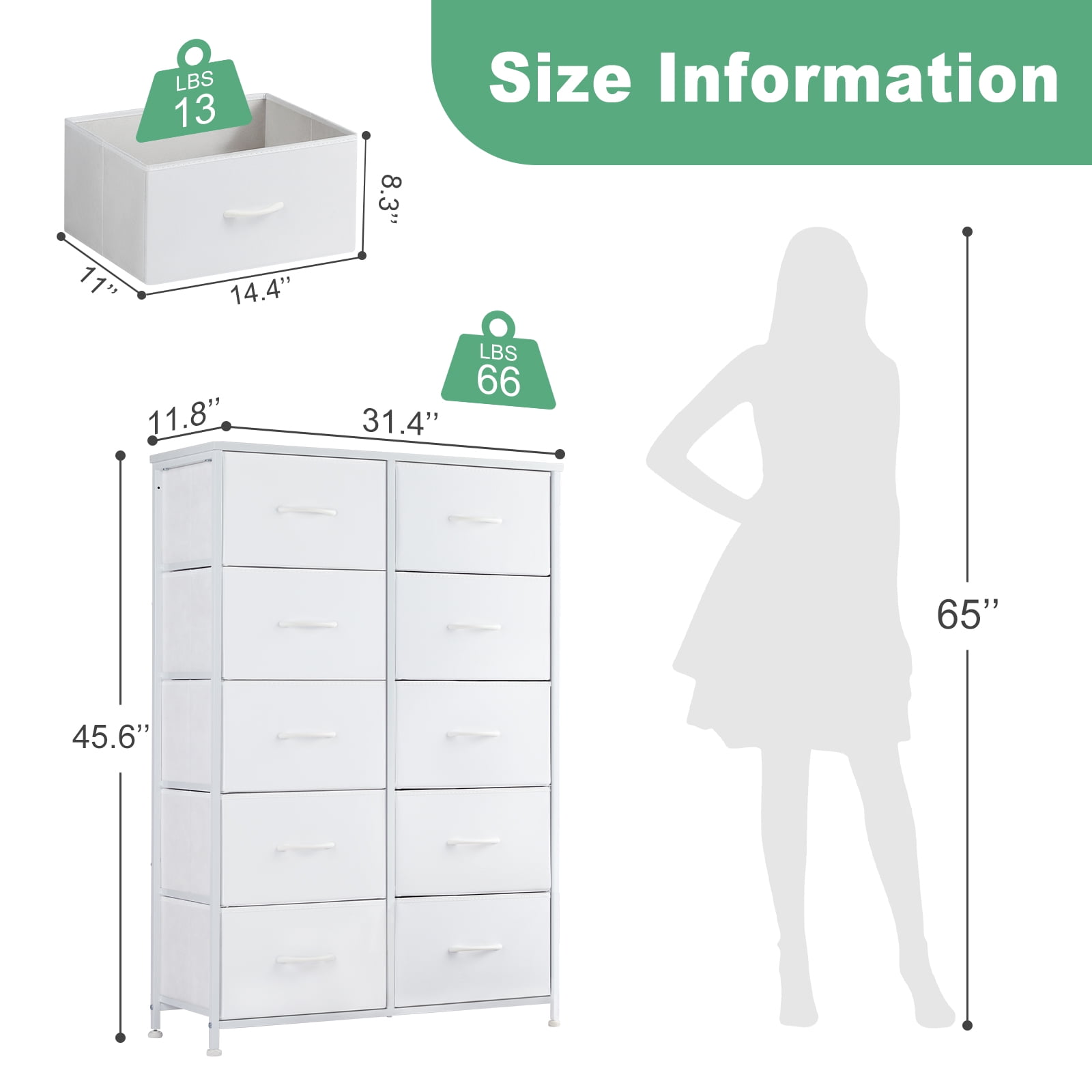 Aidoly Wooden 10-Drawer Storage Organizer for Bedroom, Living Room, Hallway, Entryway
