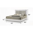thumbnail image 2 of Queen Size High-Gloss Marble & Lacquer Finish Bedframe with LED Lighting, Gray, Master Bedroom, 2 of 5