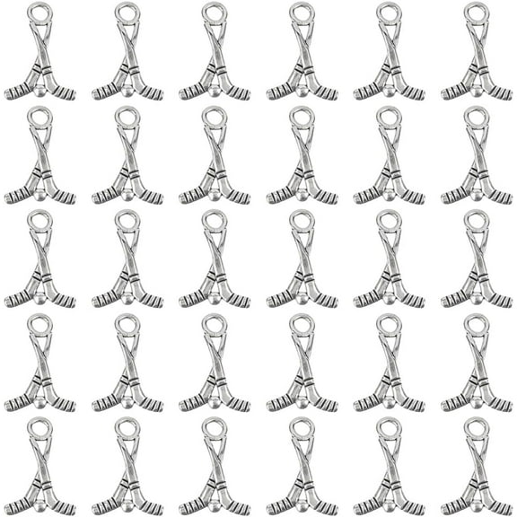 100Pcs Alloy Pendants Hockey Charm Antique Silver 22x16.5x4mm Hole: 3mm