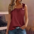 thumbnail image 2 of AherBiu Summer Tank Tops for Women Ruched Square Neck Wide Strap Casual Comfy Fitting Shirts Camisole, 2 of 5