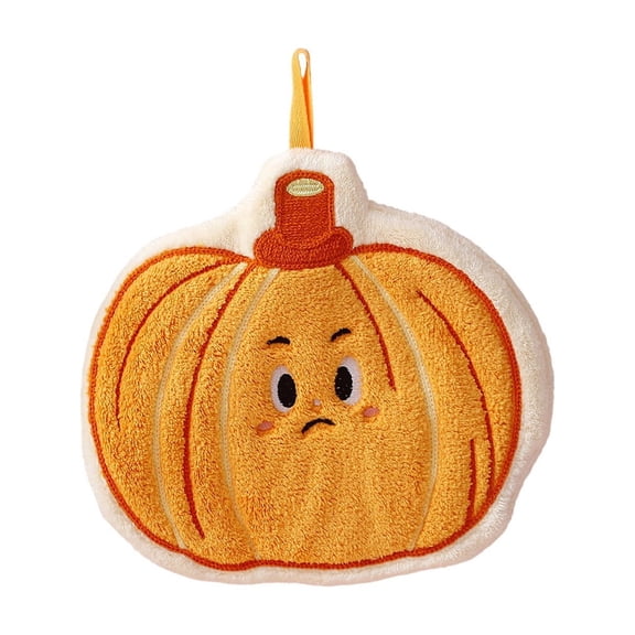 Pumpkin Hand Towel for Halloween and Thanksgiving, Microfiber Fleece Hanging Washcloth, Highly Absorbent and Quick-Drying Decorative Towel for Kitchen and Bathroom, Multi-Scene Holiday Home Decor Gif