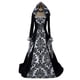 thumbnail image 1 of ICHUANYI Clearance Women's Retro Literary Print Place Dress Long Sleeve Lace Waist Hooded Big Dress(White, XXL) ICHUANYI WER2023081404223, 1 of 4