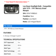 thumbnail image 2 of Low Beam Headlight Bulb - Compatible with 1979 - 1991 Mercury Grand Marquis 1980 1981 1982 1983 1984 1985 1986 1987 1988 1989 1990, 2 of 2