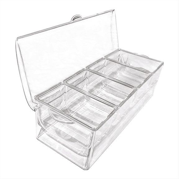 Ice Chilled Condiment with 4 Containers, Server Separate Lids, Serving Tray Platter
