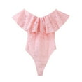 thumbnail image 2 of Women Lace Bodysuit Elegant Ruffles Leotard Sleeveless Evening Club Romper, 2 of 2