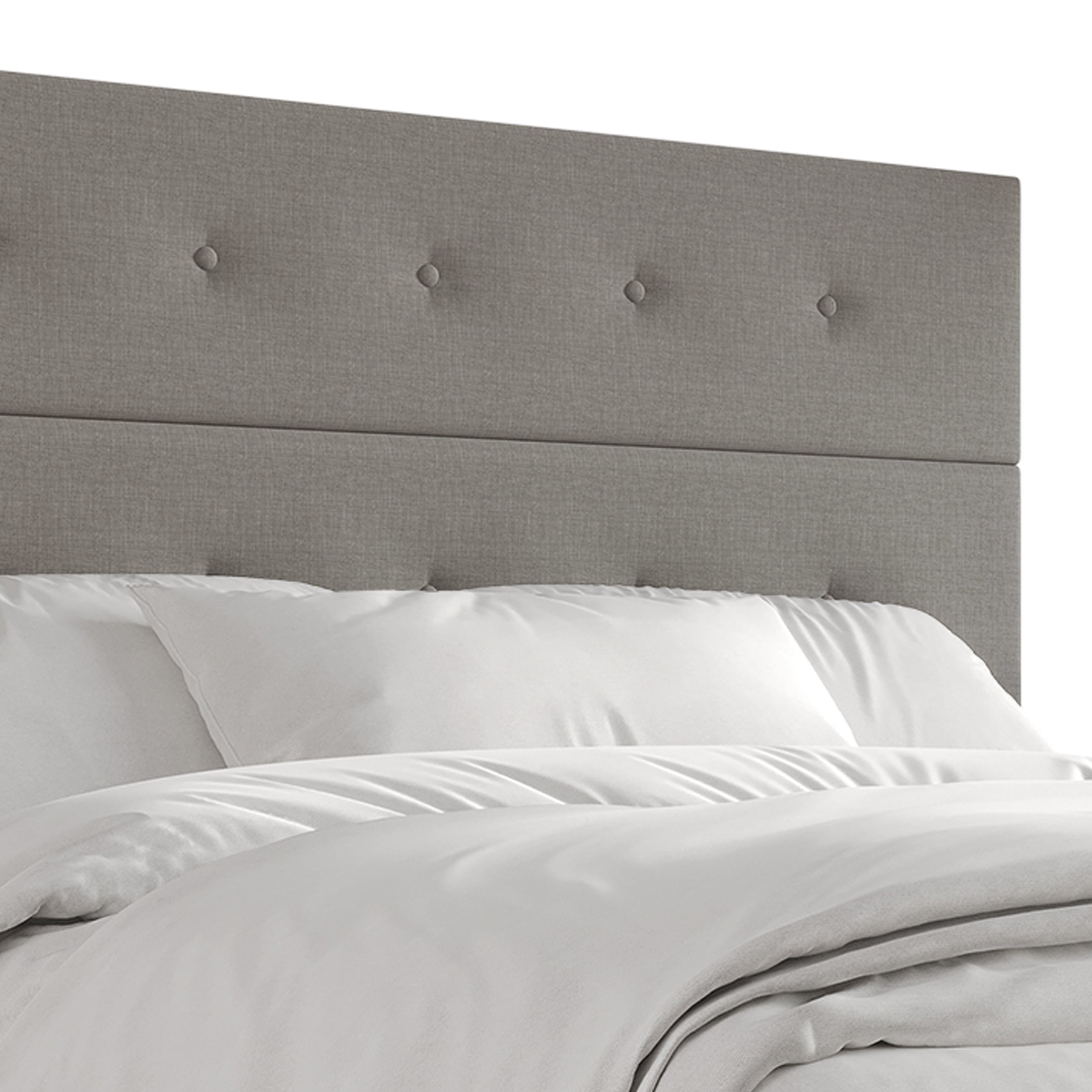 Castle Place Elegant Button Tufted Linen Upholstered King Bed, Light Grey