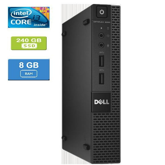 Refurbished: DELL 9020 MICRO Intel Core i3- 4160T 3.10 GHz, 8GB, 240GB SSD, Win 10 Pro