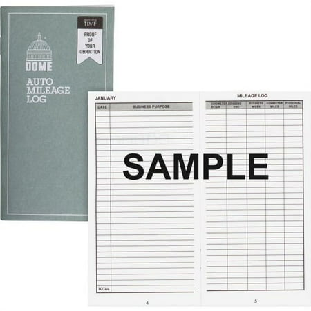UPC: 0078509007707 | Dome Auto Mileage Log 32 Sheet(s) – 3 1/4  x 6 1/4  Sheet Size – Gray – White Sheet(s) – Gray Print Color – Recycled – 1 Each